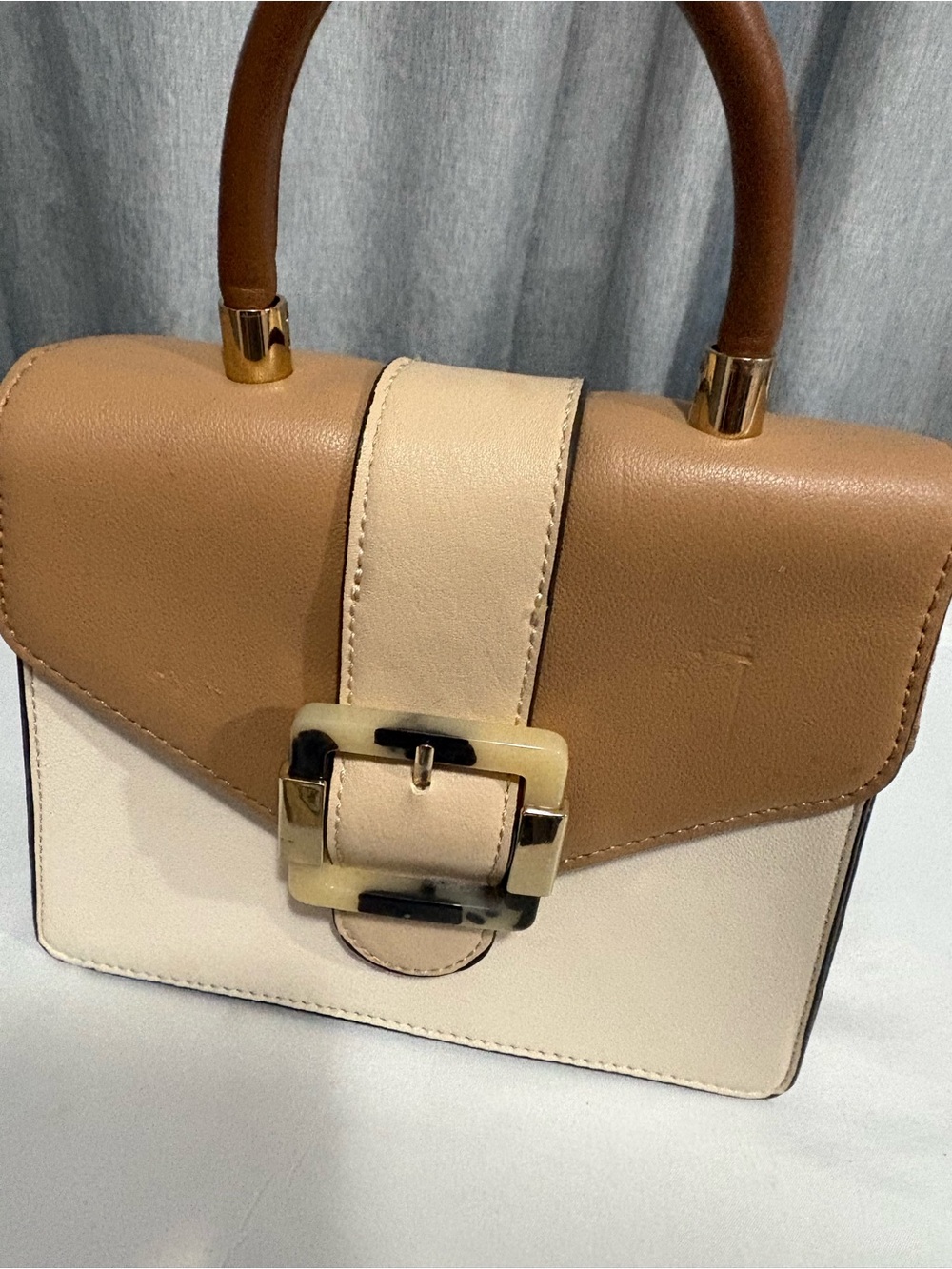 Aldo small tan and cream handbag faux leather pre owned